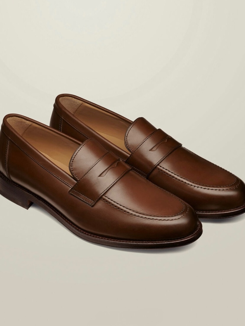 Charles Trywhitt Leather Penny Loafers - Chestnut Brown